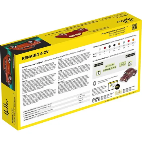 Maquette voiture Renault 4 Cv 1:43 - Starter Kit - Heller 56174