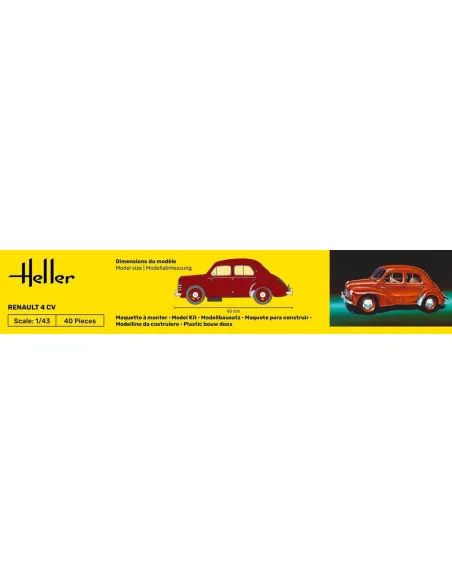 Maquette voiture Renault 4 Cv 1:43 - Starter Kit - Heller 56174