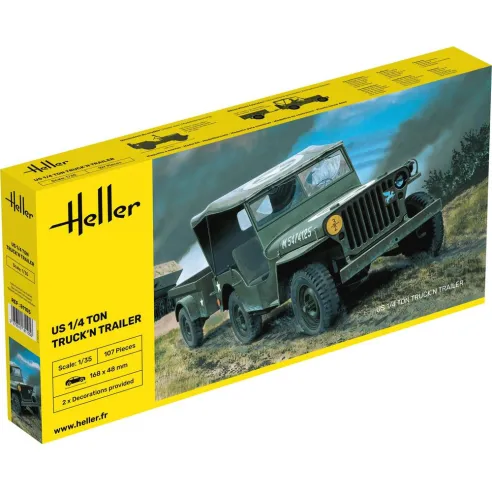 Maquette Jeep Willys Overland et remorque Us 1/4 Ton Truck 'n Trailer 1:35 - Heller 81105