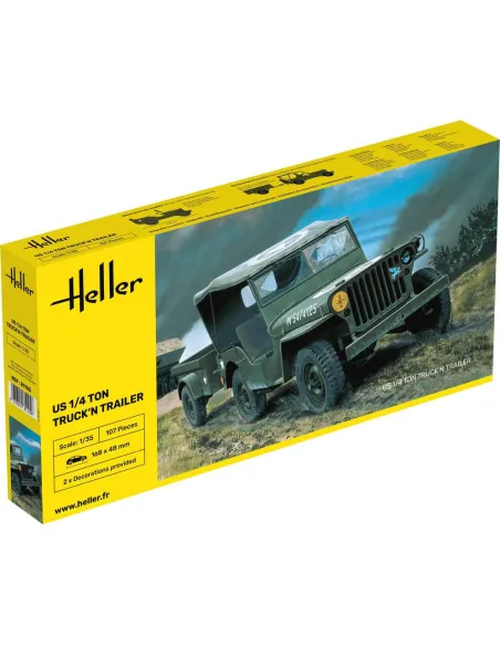Maquette Jeep Willys Overland et remorque Us 1/4 Ton Truck 'n Trailer 1:35 - Heller 81105