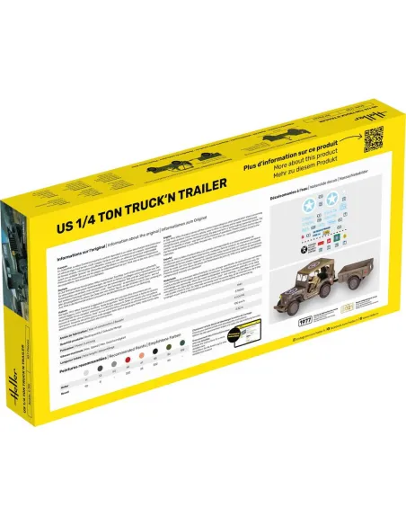 Maquette Jeep Willys Overland et remorque Us 1/4 Ton Truck 'n Trailer 1:35 - Heller 81105