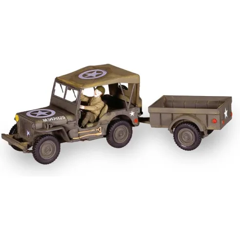 Maquette Jeep Willys Overland et remorque Us 1/4 Ton Truck 'n Trailer 1:35 - Heller 81105