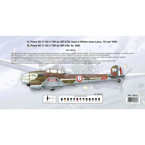 Maquette avion Potez 63-11 A3, No.156/709 " Museum 1:72 - Heller 80313
