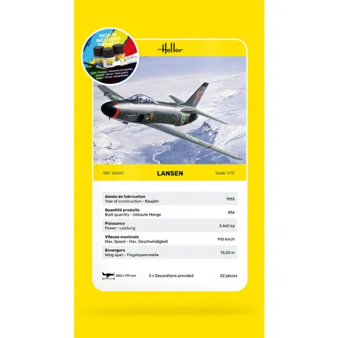 Maquette avion Lansen 1:72 - Starter Kit - Heller 56343