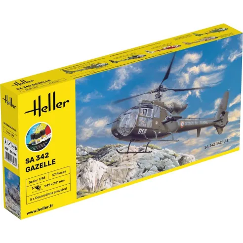 Maquette hélicoptère Sa 342 Gazelle 1:48 - Starter Kit - Heller 56486