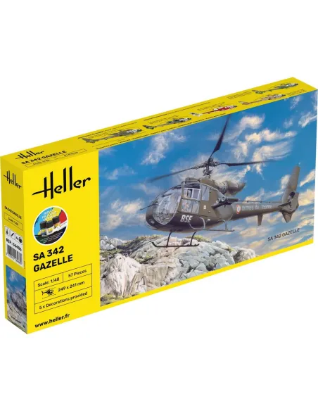 Maquette hélicoptère Sa 342 Gazelle 1:48 - Starter Kit - Heller 56486
