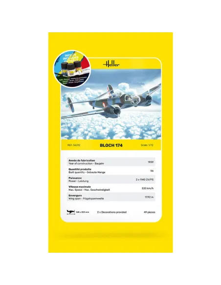 Maquette avion Bloch 174 1:72 - Starter Kit - Heller 56312