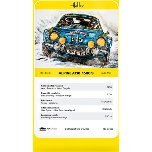 Maquette voiture Alpine A110 1:24 - Heller 80745