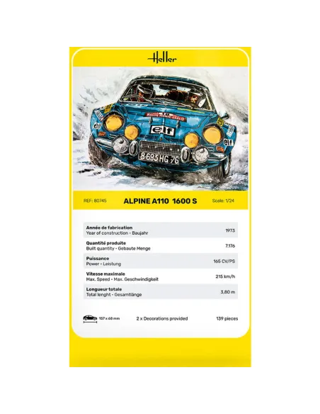 Maquette voiture Alpine A110 1:24 - Heller 80745