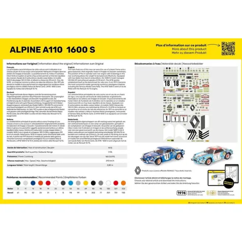 Maquette voiture Alpine A110 1:24 - Heller 80745