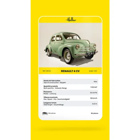 Maquette voiture Renault 4 Cv 1:24 - Heller 80762