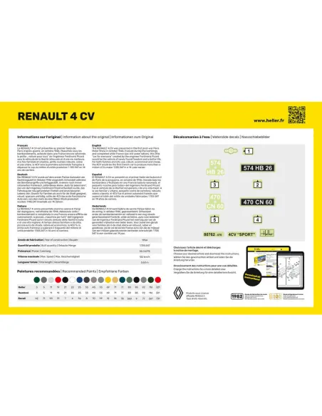 Maquette voiture Renault 4 Cv 1:24 - Heller 80762