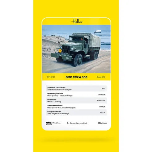 Maquette Camion GMC CCKW 353 Gmc Us-Truck 1:35 - Heller 81121