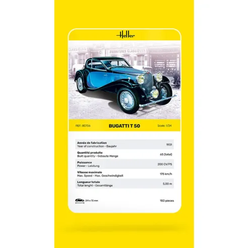Maquette voiture Bugatti T 50 1:24 - Heller 80706
