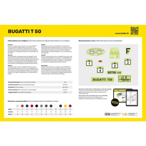 Maquette voiture Bugatti T 50 1:24 - Heller 80706