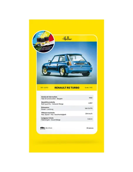 Maquette de voiture Renault R5 Turbo 1/43 - Starter Kit - Heller 56150