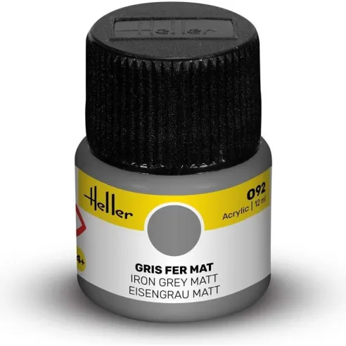 Peinture Acrylique 092 gris fer mat 12ml - Heller 9092