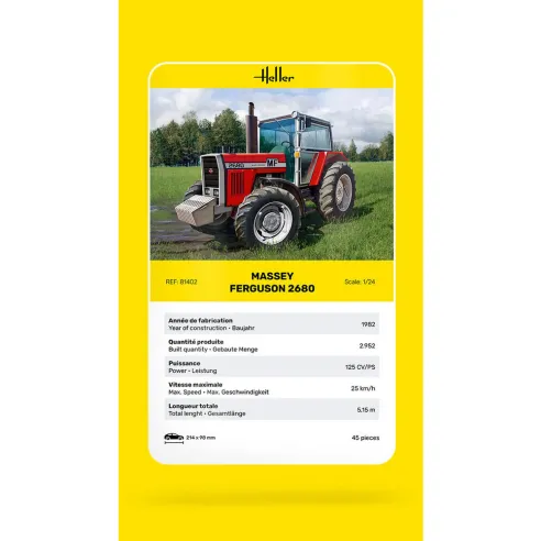 Maquette Tracteur Massey Ferguson 2680 1:24 - Heller 81402