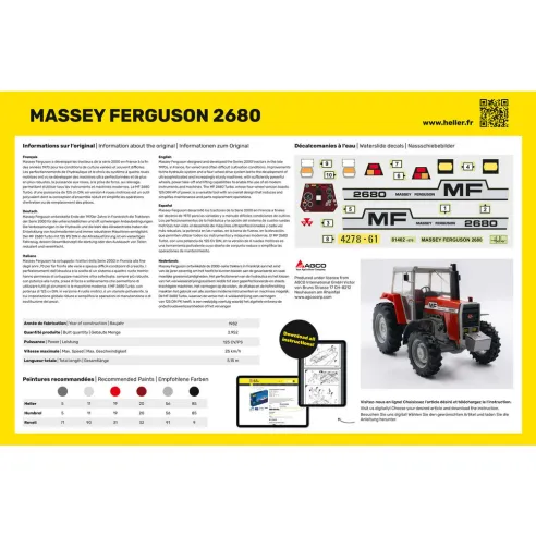 Maquette Tracteur Massey Ferguson 2680 1:24 - Heller 81402
