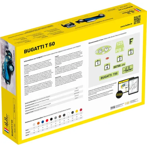 Maquette voiture Bugatti T 50 1:24 - Starter Kit - Heller 56706