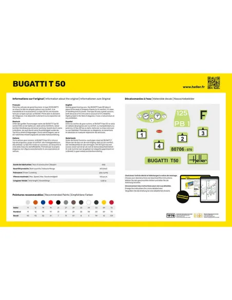 Maquette voiture Bugatti T 50 1:24 - Starter Kit - Heller 56706