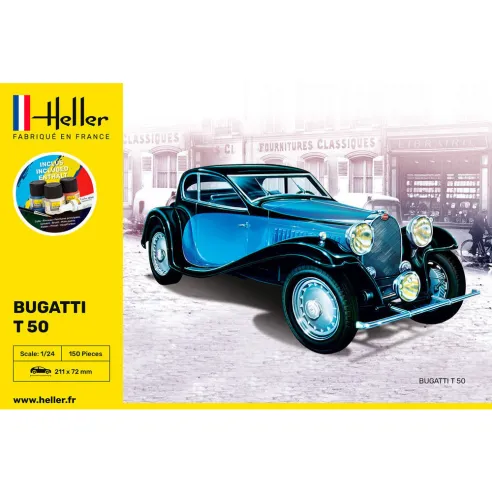 Maquette voiture Bugatti T 50 1:24 - Starter Kit - Heller 56706