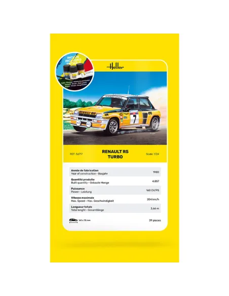 Maquette voiture Renault R5 Turbo 1:24 - Starter Kit - Heller 56717