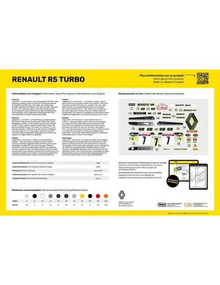 Maquette voiture Renault R5 Turbo 1:24 - Starter Kit - Heller 56717