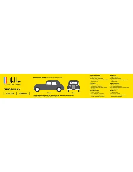 Maquette voiture Citroen 15 Cv 1:24 - Starter Kit - Heller 56763