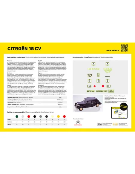 Maquette voiture Citroen 15 Cv 1:24 - Starter Kit - Heller 56763