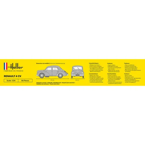 Maquette voiture Renault 4 Cv 1:24 - Starter Kit - Heller 56762