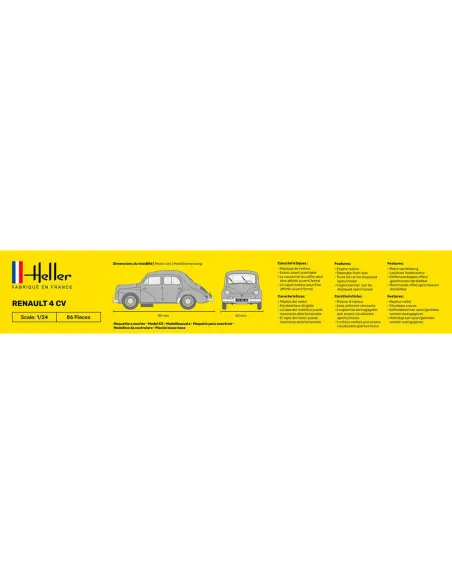 Maquette voiture Renault 4 Cv 1:24 - Starter Kit - Heller 56762