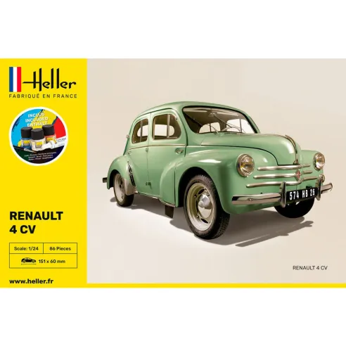 Maquette voiture Renault 4 Cv 1:24 - Starter Kit - Heller 56762
