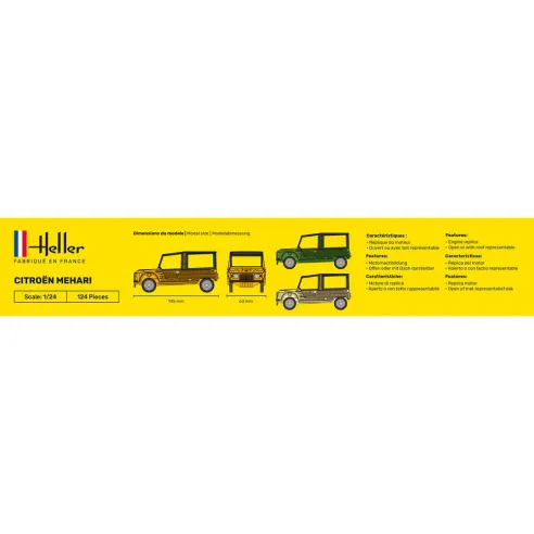 Maquette voiture Citroen Mehari - Version 1 1:24 - Starter Kit - Heller 56760