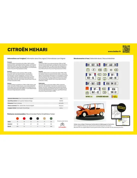 Maquette voiture Citroen Mehari - Version 1 1:24 - Starter Kit - Heller 56760