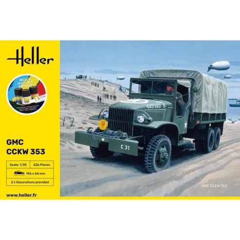 Maquette véhicule militaire Gmc Us-Truck 1:35 - Starter Kit - Heller 57121