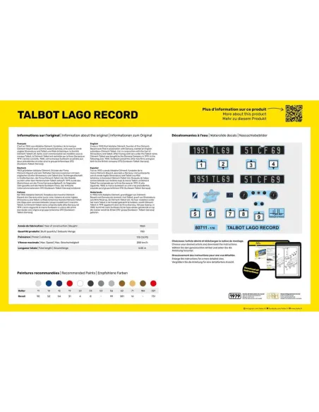 Maquette voiture Talbot Lago Record 1:24 - Starter Kit - Heller 56711