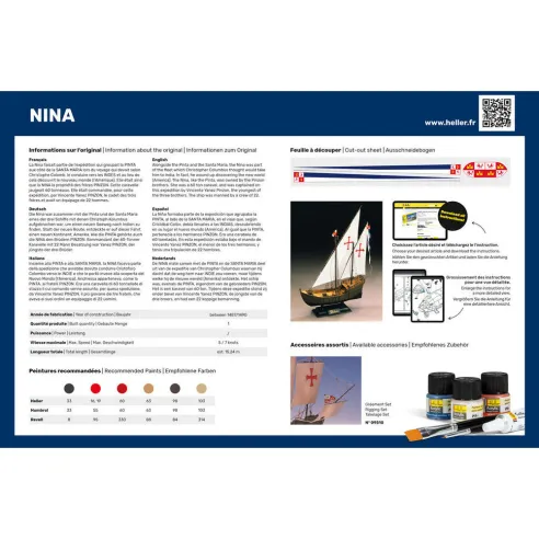 Maquette bateau Nina 1:76 - Starter Kit - Heller 56815