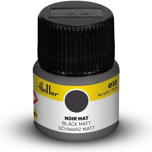 Peinture Acrylique 033 noir mat 12ml - Heller 9033