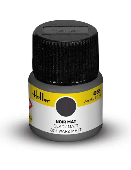 Peinture Acrylique 033 noir mat 12ml - Heller 9033