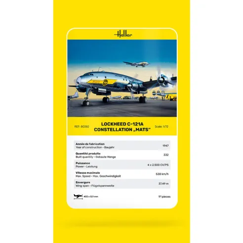 Maquette d'avion 121A constellation "Mats" 1/72 - Heller 80382