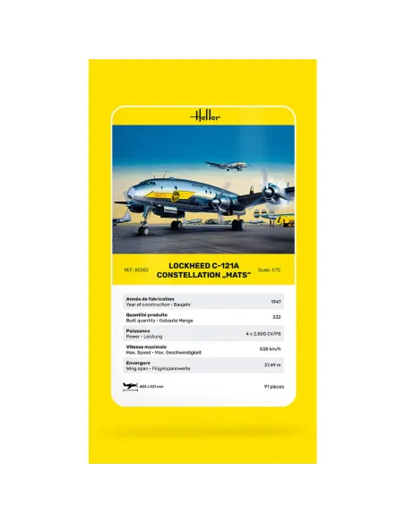Maquette d'avion 121A constellation "Mats" 1/72 - Heller 80382