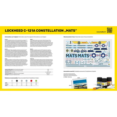 Maquette d'avion 121A constellation "Mats" 1/72 - Heller 80382
