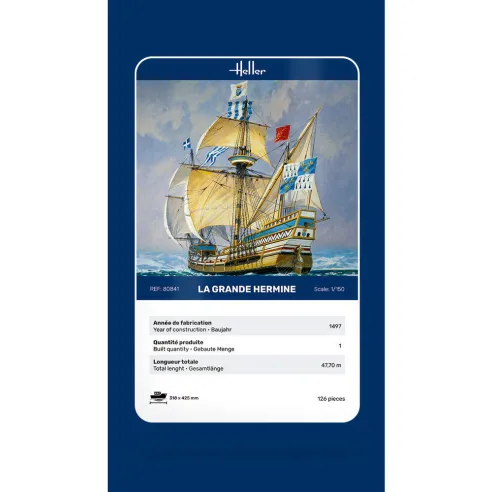 Maquette bateau La Grande Hermine 1:150 - Heller 80841