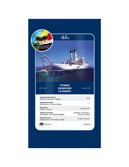 Maquette bateau Titanic Searcher Le Suroit 1:200 - Starter Kit - Heller 56615