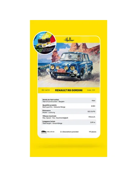Maquette voiture Renault R8 Gordini 1:24 - Starter Kit - Heller 56700