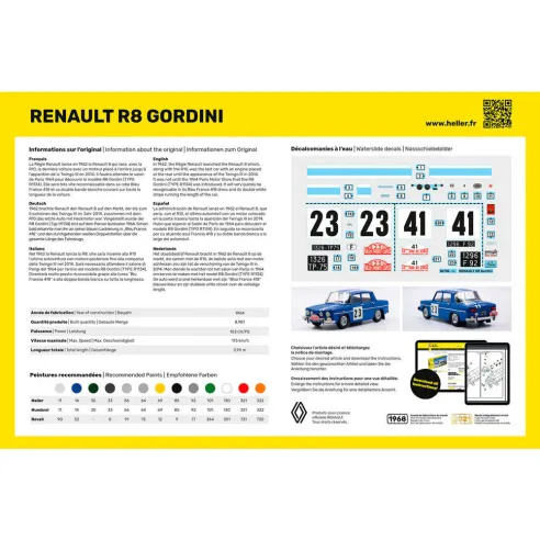 Maquette voiture Renault R8 Gordini 1:24 - Starter Kit - Heller 56700
