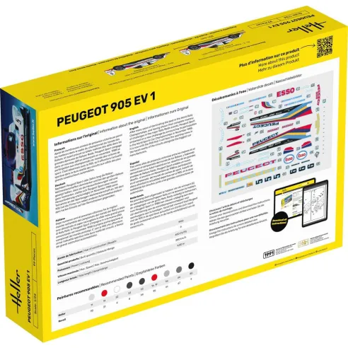 Maquette voiture Peugeot 905 Ev 1 1:24 - Starter Kit - Heller 56718