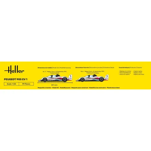 Maquette voiture Peugeot 905 Ev 1 1:24 - Starter Kit - Heller 56718