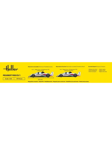 Maquette voiture Peugeot 905 Ev 1 1:24 - Starter Kit - Heller 56718